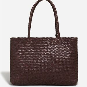 Madewell Leather Woven Tote bag in Coffee Bean